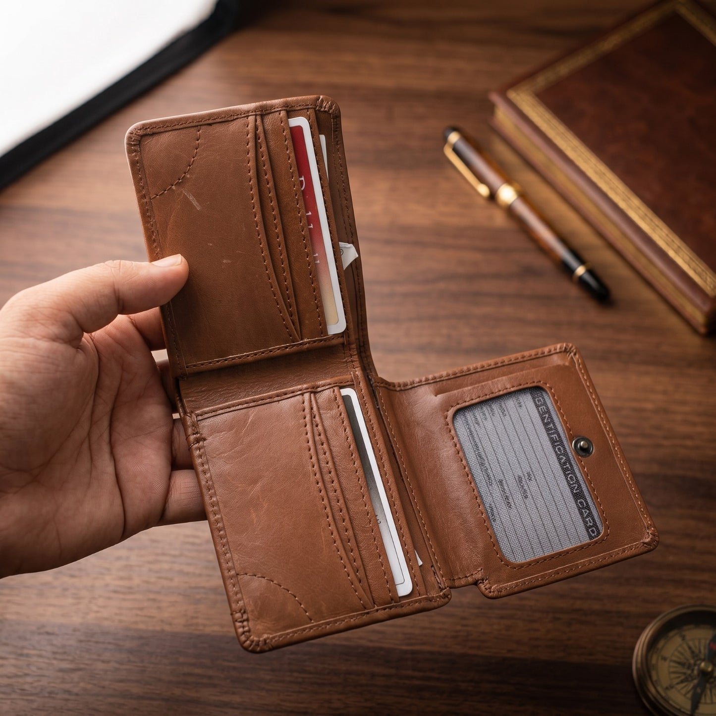 Elaafix Classic Tri-Fold Leather Wallet